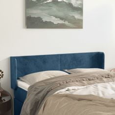 Greatstore Čelo postele typu ušák tmavě modrá 147x16x78/88 cm samet