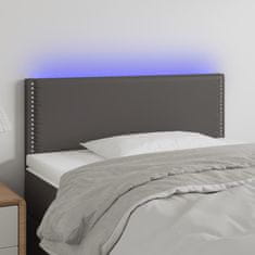 Vidaxl Čelo postele s LED šedé 90x5x78/88 cm umělá kůže