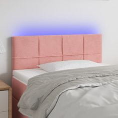 Greatstore Čelo postele s LED růžové 90x5x78/88 cm samet