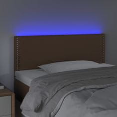 Vidaxl Čelo postele s LED hnědé 80 x 5 x 78/88 cm umělá kůže