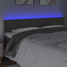 Vidaxl Čelo postele s LED tmavě šedé 160x5x78/88 cm samet