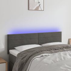 Vidaxl Čelo postele s LED tmavě šedé 144x5x78/88 cm samet