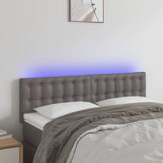 Greatstore Čelo postele s LED šedé 144x5x78/88 cm umělá kůže