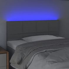 Greatstore Čelo postele s LED světle šedé 100 x 5 x 78/88 cm textil
