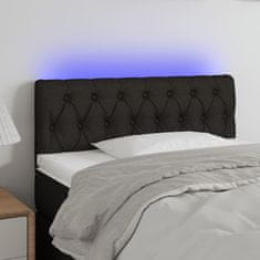 Greatstore Čelo postele s LED černé 90 x 7 x 78/88 cm textil