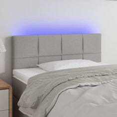 Greatstore Čelo postele s LED světle šedé 100 x 5 x 78/88 cm textil