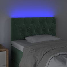 Greatstore Čelo postele s LED tmavě zelené 80 x 7 x 78/88 cm samet