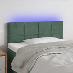 Greatstore Čelo postele s LED tmavě zelené 80 x 5 x 78/88 cm samet