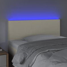 Greatstore Čelo postele s LED krémové 80 x 5 x 78/88 cm umělá kůže