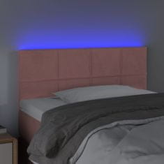 Greatstore Čelo postele s LED růžové 100x5x78/88 cm samet