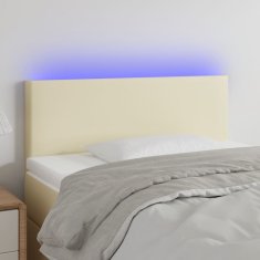 Greatstore Čelo postele s LED krémové 80 x 5 x 78/88 cm umělá kůže