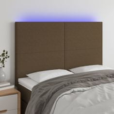 Greatstore Čelo postele s LED tmavě hnědé 144x5x118/128 cm textil