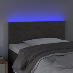 Greatstore Čelo postele s LED tmavě šedé 100x5x78/88 cm samet