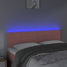 Greatstore Čelo postele s LED růžové 144x5x78/88 cm samet