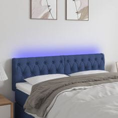 Vidaxl Čelo postele s LED modré 144 x 7 x 78/88 cm textil