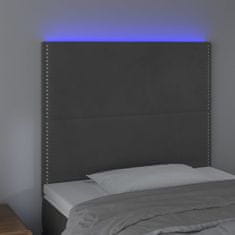 Greatstore Čelo postele s LED tmavě šedé 90x5x118/128 cm samet