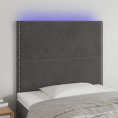 Greatstore Čelo postele s LED tmavě šedé 90x5x118/128 cm samet