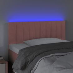 Greatstore Čelo postele s LED růžové 80 x 5 x 78/88 cm samet