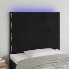 Greatstore Čelo postele s LED černé 100x5x118/128 cm samet