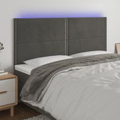 Greatstore Čelo postele s LED tmavě šedé 160x5x118/128 cm samet