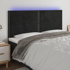 Greatstore Čelo postele s LED černé 160x5x118/128 cm samet