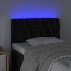 Greatstore Čelo postele s LED černé 80 x 7 x 78/88 cm samet