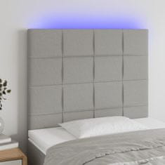 Greatstore Čelo postele s LED světle šedé 100x5x118/128 cm textil