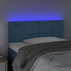 Vidaxl Čelo postele s LED tmavě modré 90x5x78/88 cm samet