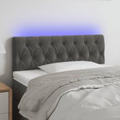 Greatstore Čelo postele s LED tmavě šedé 90 x 7 x 78/88 cm samet