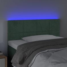 Greatstore Čelo postele s LED tmavě zelené 90x5x78/88 cm samet