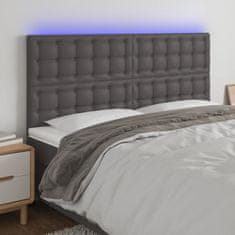 Greatstore Čelo postele s LED šedé 160x5x118/128 cm umělá kůže