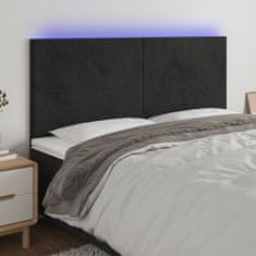 Vidaxl Čelo postele s LED černé 200x5x118/128 cm samet