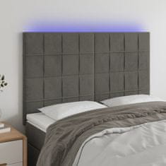 Greatstore Čelo postele s LED tmavě šedé 144x5x118/128 cm samet