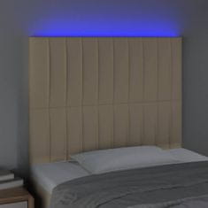 Greatstore Čelo postele s LED krémové 100x5x118/128 cm textil