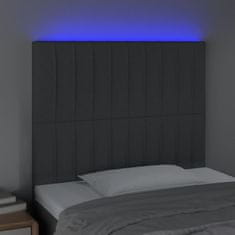 Greatstore Čelo postele s LED tmavě šedé 100x5x118/128 cm textil