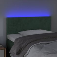 Greatstore Čelo postele s LED tmavě zelené 100x5x78/88 cm samet