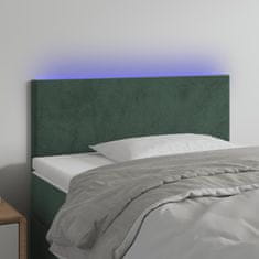 Greatstore Čelo postele s LED tmavě zelené 80 x 5 x 78/88 cm samet