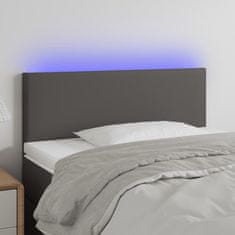 Vidaxl Čelo postele s LED šedé 100x5x78/88 cm umělá kůže