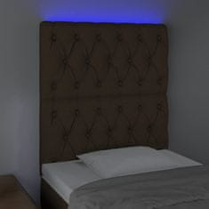 Greatstore Čelo postele s LED tmavě hnědé 80x7x118/128 cm textil