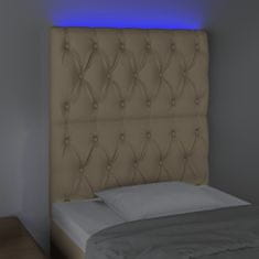 Greatstore Čelo postele s LED krémové 80x7x118/128 cm textil