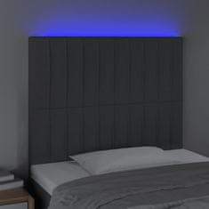 Vidaxl Čelo postele s LED tmavě šedé 80x5x118/128 cm textil