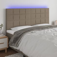 Vidaxl Čelo postele s LED taupe 180x5x118/128 cm textil