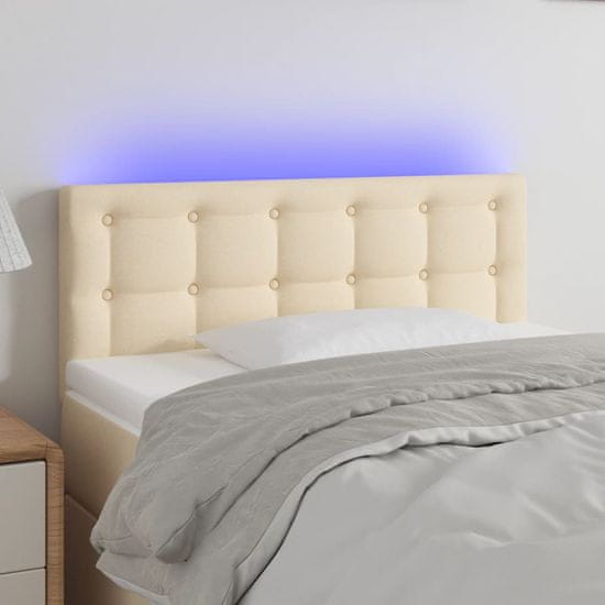 Greatstore Čelo postele s LED krémové 80 x 5 x 78/88 cm textil