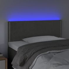 Greatstore Čelo postele s LED tmavě šedé 90x5x78/88 cm samet