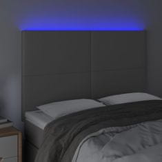 Greatstore Čelo postele s LED šedé 144x5x118/128 cm umělá kůže