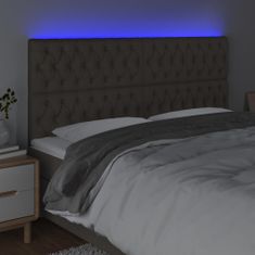 Vidaxl Čelo postele s LED taupe 200x7x118/128 cm textil