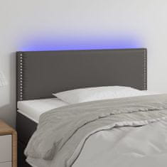 Vidaxl Čelo postele s LED šedé 80 x 5 x 78/88 cm umělá kůže