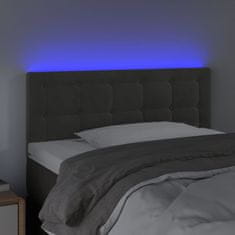 Greatstore Čelo postele s LED tmavě šedé 100x5x78/88 cm samet