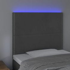 Greatstore Čelo postele s LED tmavě šedé 100x5x118/128 cm samet