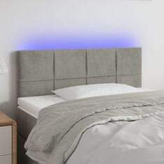 Greatstore Čelo postele s LED světle šedé 100 x 5 x 78/88 cm samet